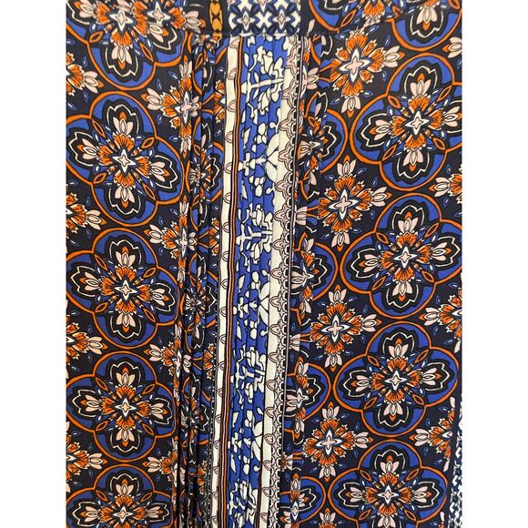 Daniel Rainn Women Medium Blouse Pleated Buttons Blue Orange Boho StyleD14122PR1 - Picture 7 of 14